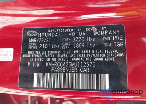 2021 Hyundai Venue Sel from USA, damaged, VIN KMHRC8A36MU112575